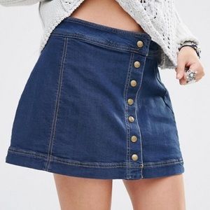 Free People Denim Button Down Mini Skirt